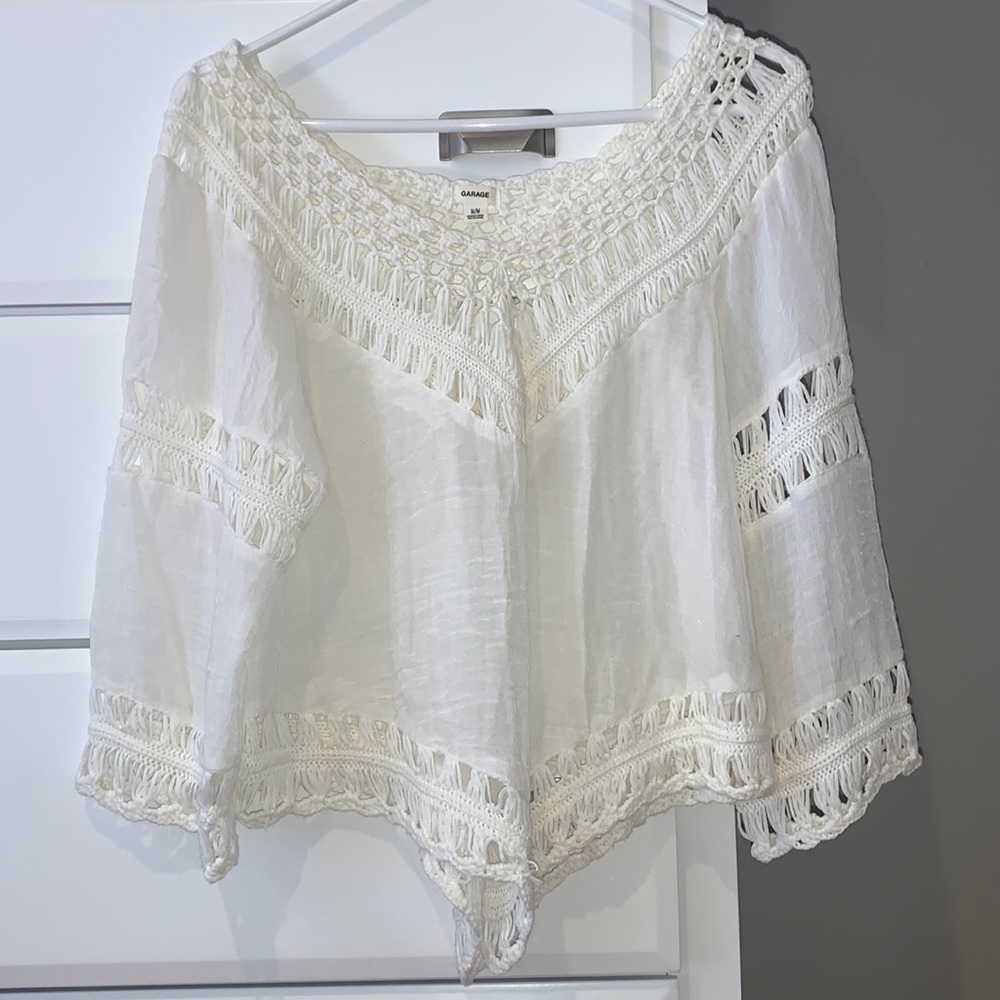 White crochet flared top